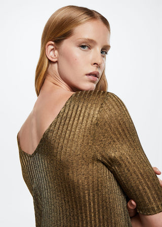 Camiseta Manga Corta de Canalé