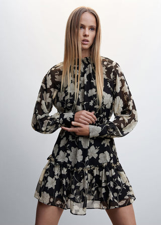 Vestido con Volantes Estampado Floral