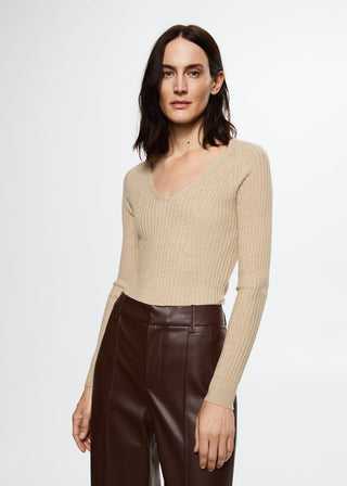 Sudadera Cuello V de Punto Acanalado