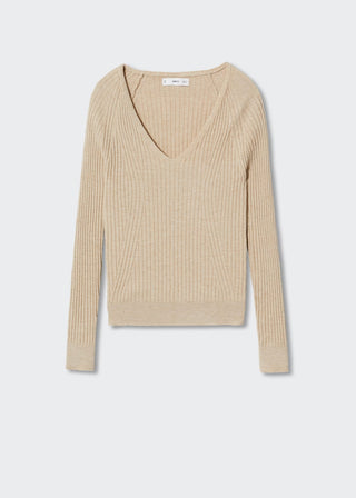 Sudadera Cuello V de Punto Acanalado