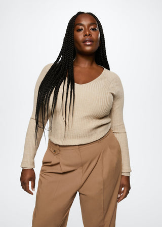 Sudadera Cuello V de Punto Acanalado