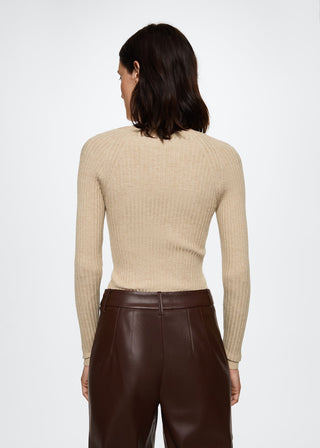 Sudadera Cuello V de Punto Acanalado