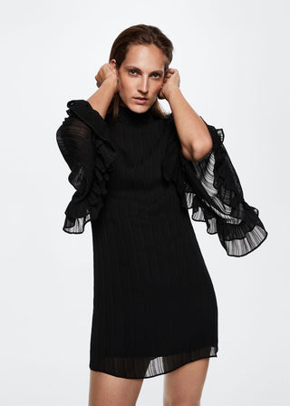 Vestido Mangas con Volantes de Gasa