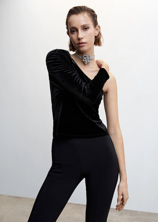 Camiseta Asimétrica de Terciopelo