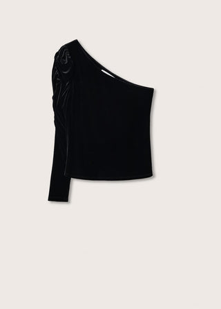 Camiseta Asimétrica de Terciopelo