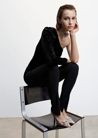 Camiseta Asimétrica de Terciopelo