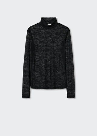 Camiseta Semitransparente con Encaje