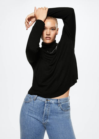 Sudadera Cuello Alto con Punto Trenzado