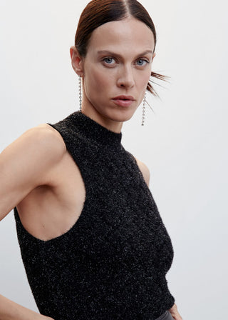 Camiseta Cuello Halter con Textura