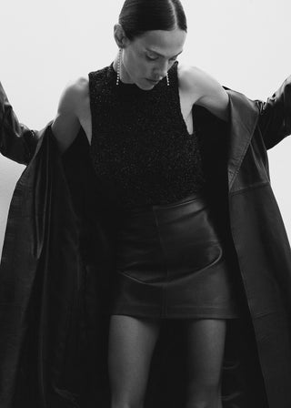 Camiseta Cuello Halter con Textura