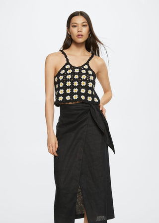 Camiseta de Tirantes con Calados Florales