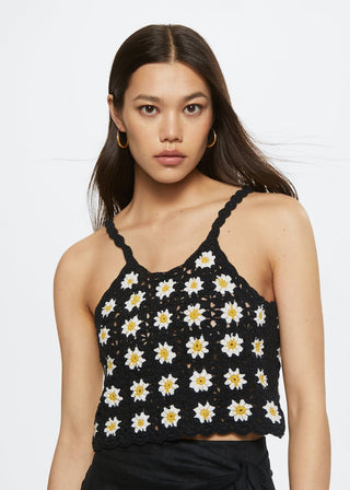 Camiseta de Tirantes con Calados Florales