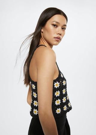 Camiseta de Tirantes con Calados Florales