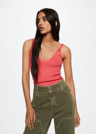 Camiseta de Tirantes con Tejido de Canalé