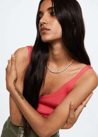 Camiseta de Tirantes con Tejido de Canalé