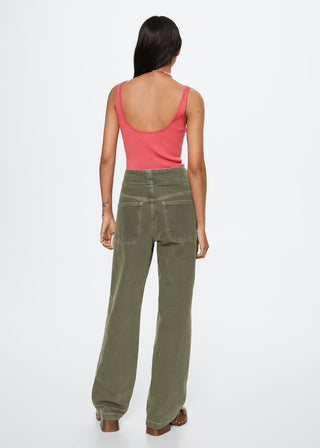 Camiseta de Tirantes con Tejido de Canalé