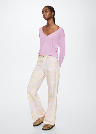 Sudadera Cuello V con Detalle de Elástico