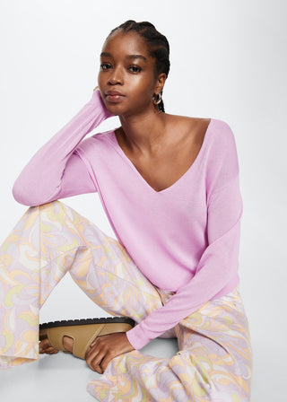 Sudadera Cuello V con Detalle de Elástico