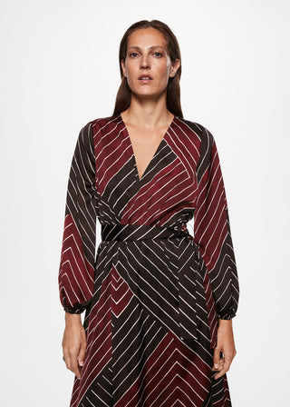 Vestido Manga Larga con Estampado Retro