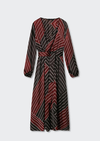 Vestido Manga Larga con Estampado Retro