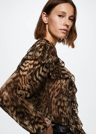 Blusa con Volantes Estampado Animal Print