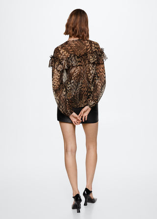 Blusa con Volantes Estampado Animal Print
