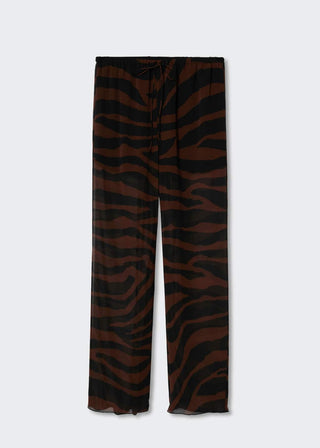 Pantalón Semitransparente con Estampado Animal Print