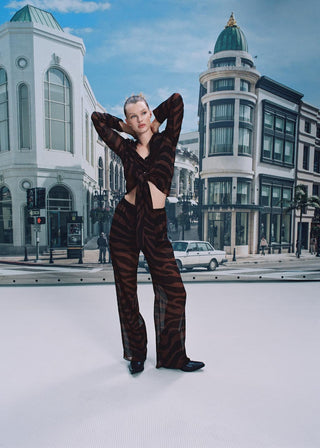 Pantalón Semitransparente con Estampado Animal Print