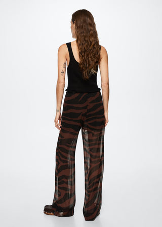 Pantalón Semitransparente con Estampado Animal Print