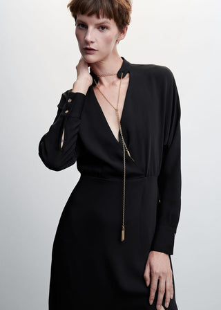 Vestido Largo con Detalle de Cadena