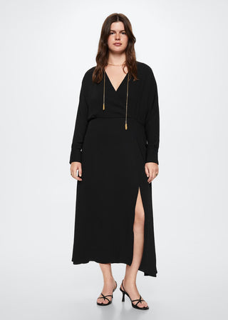 Vestido Largo con Detalle de Cadena