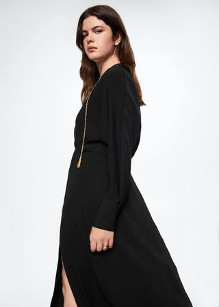 Vestido Largo con Detalle de Cadena