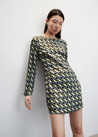 Vestido Manga Larga Acampanada con Estampado