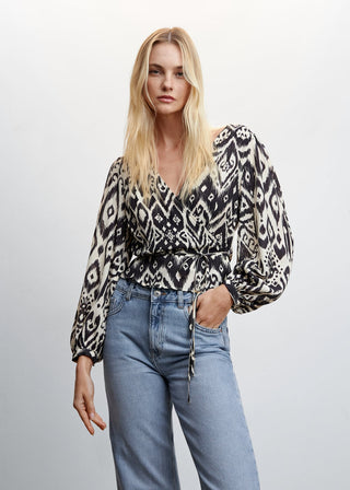 Blusa Cruzada con Estampado Floral