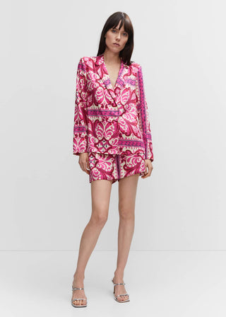 Camisa Satinada con Estampado Paisley