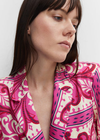 Camisa Satinada con Estampado Paisley