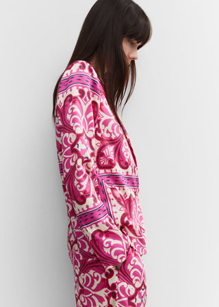 Camisa Satinada con Estampado Paisley