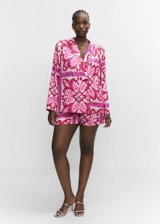 Camisa Satinada con Estampado Paisley