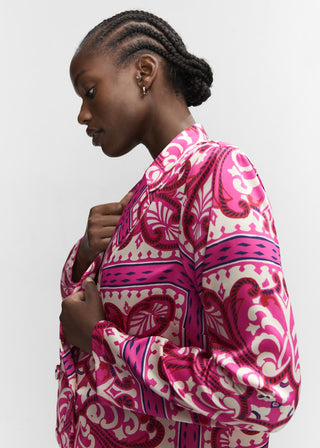 Camisa Satinada con Estampado Paisley