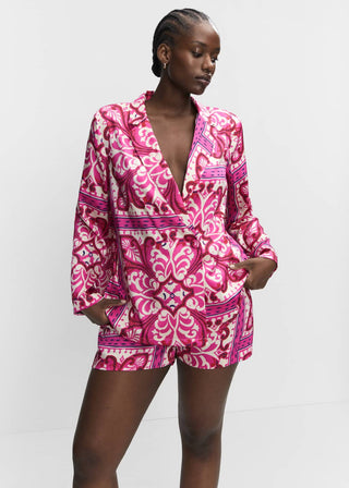 Camisa Satinada con Estampado Paisley