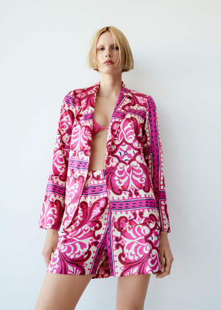 Camisa Satinada con Estampado Paisley