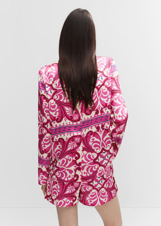 Camisa Satinada con Estampado Paisley