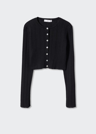 Cárdigan Crop de Canalé con Botones