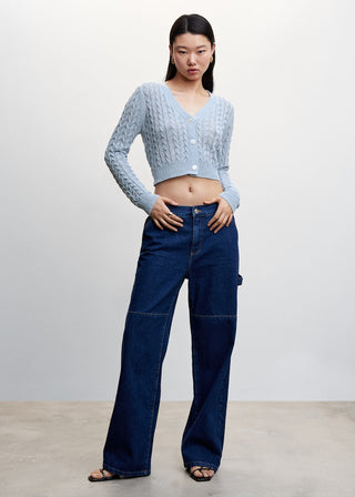 Cárdigan Crop de Punto Trenzado