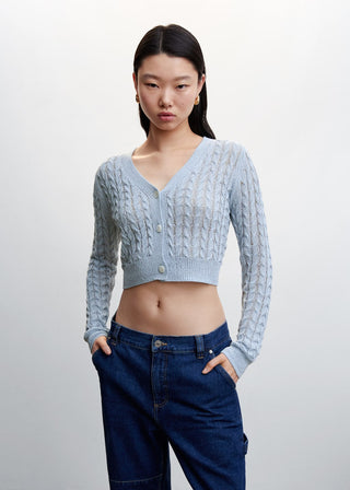 Cárdigan Crop de Punto Trenzado