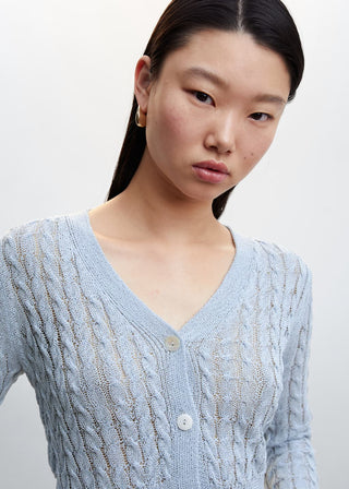 Cárdigan Crop de Punto Trenzado