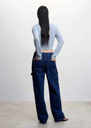 Cárdigan Crop de Punto Trenzado