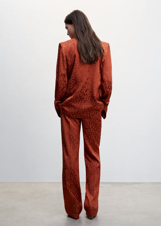 Blazer Satinada con Estampado de Puntos