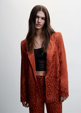 Blazer Satinada con Estampado de Puntos