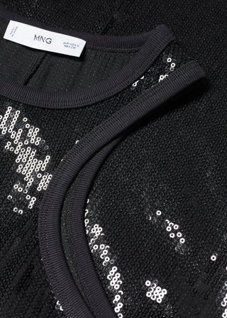 Camiseta Cuello Halter con Lentejuelas